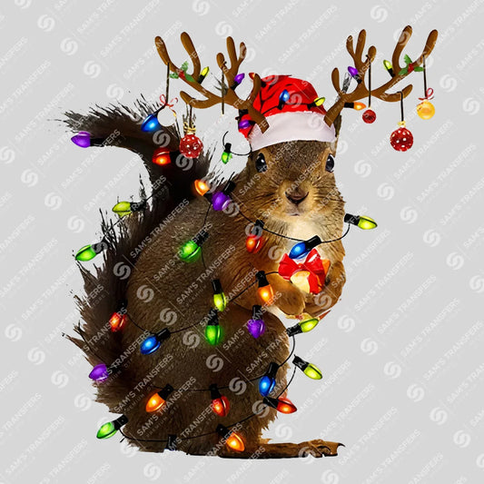 Festive Squirrel Christmas DTF Transfer