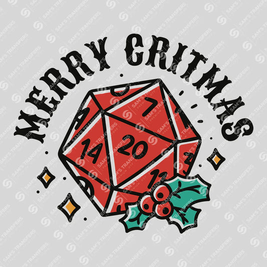 Merry Critmas D20 Dice Christmas DTF Transfer