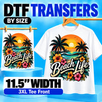 11.5 inch DTF transfers by size for 3XL T-shirt front designs