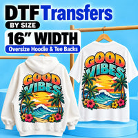 16 inch DTF transfers by size for oversized hoodie backs and oversized T-shirt back designs