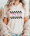 Checkered Candy Heart Nurse-Themed Ready-to-Press DTF Transfer - Sam's DTF Transfers